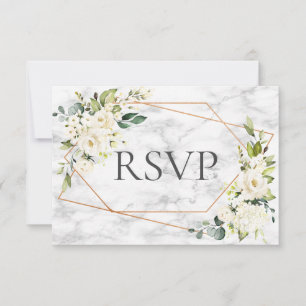 Copper Marble Geometric White Floral RSVP