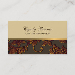 Copper Metallic Damask Business Card