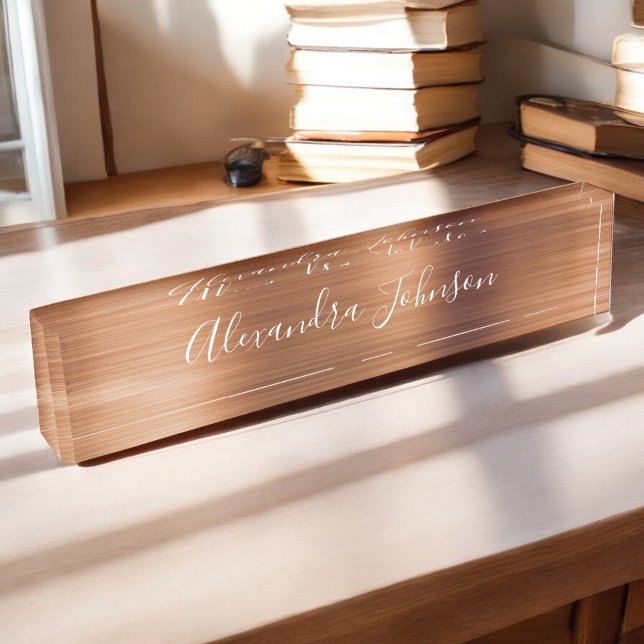 Copper Metallic Foil Modern Elegant Business Nameplate (Creator Uploaded)