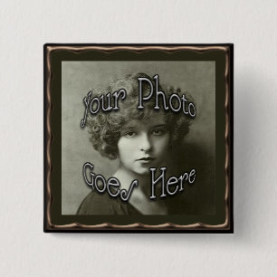 Copper Metallic Frame Template 2 Inch Square Button