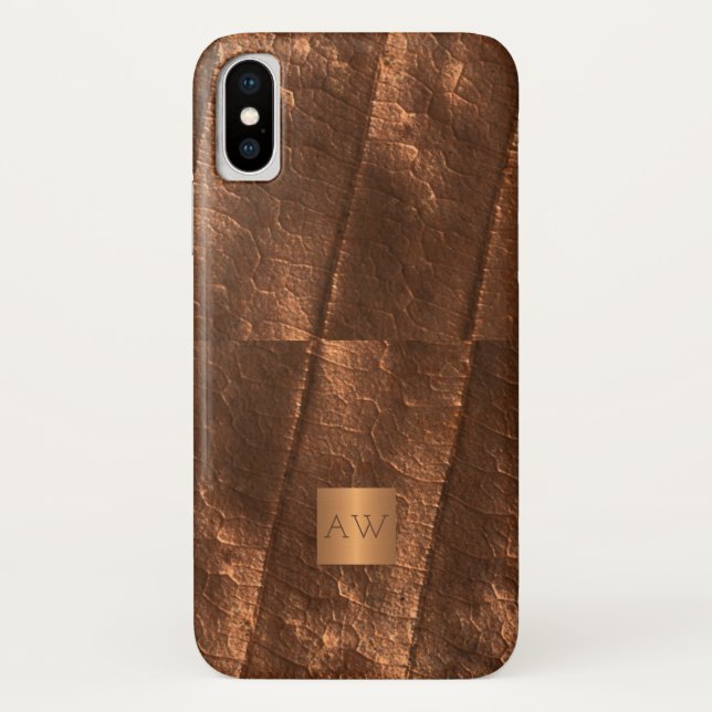 Copper metallic gold exclusive luxury monogrammed Case-Mate iPhone case (Back)