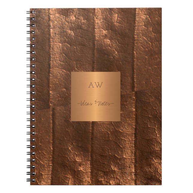Copper metallic gold exclusive luxury monogrammed notebook (Front)