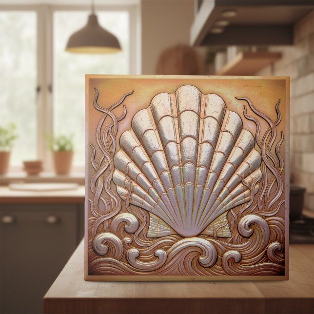 Copper Metallic Iridescent Scallop Shell D1223 Tile (Creator Uploaded)