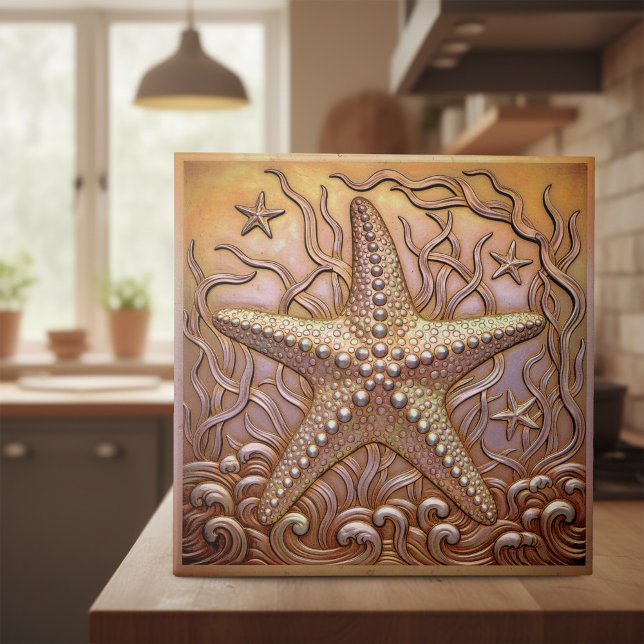 Copper Metallic Iridescent Starfish ID1223 Tile (Creator Uploaded)