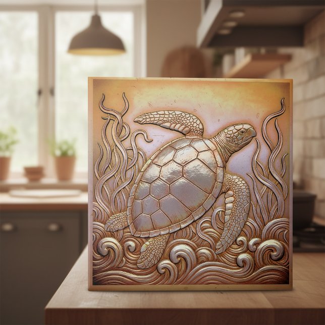 Copper Metallic Iridescent Turtle D1223 Tile (Creator Uploaded)