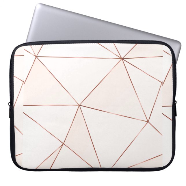 Copper metallic polygonal texture with bronze glit laptop sleeve (Front)