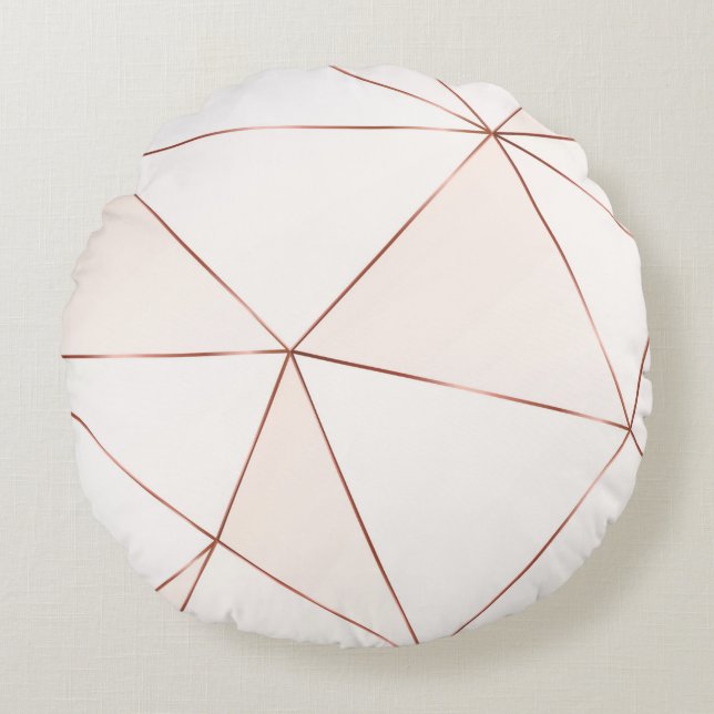 Copper metallic polygonal texture with bronze glit round pillow (Front)