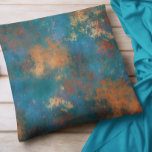 Copper Metallic Turquoise Distressed Throw Pillow<br><div class="desc">This design was created through digital art. It may be personalized by clicking the customize button and changing the colour, adding a name, initials or your favourite words. Contact me at colorflowcreations@gmail.com if you with to have this design on another product. Purchase my original abstract acrylic painting for sale at...</div>