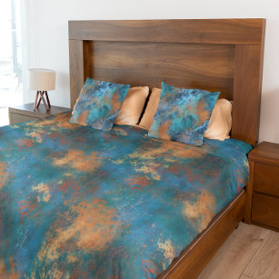 Copper Metallic Turquoise Distressed two sided Duvet Cover