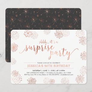 Copper   Modern Surprise 50th Birthday Party Invitation
