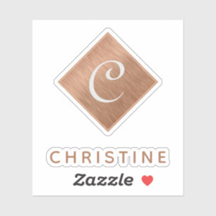Copper Monogram Faux Metal Brown Custom Name