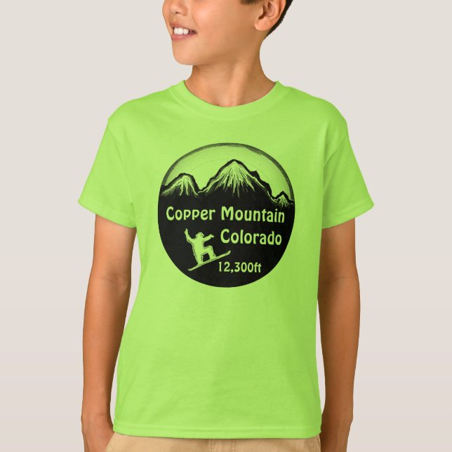 Copper Mountain Colorado green boys snowboard tee (Front)