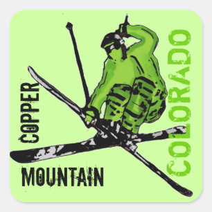 Copper Mountain Colorado green skier stickers