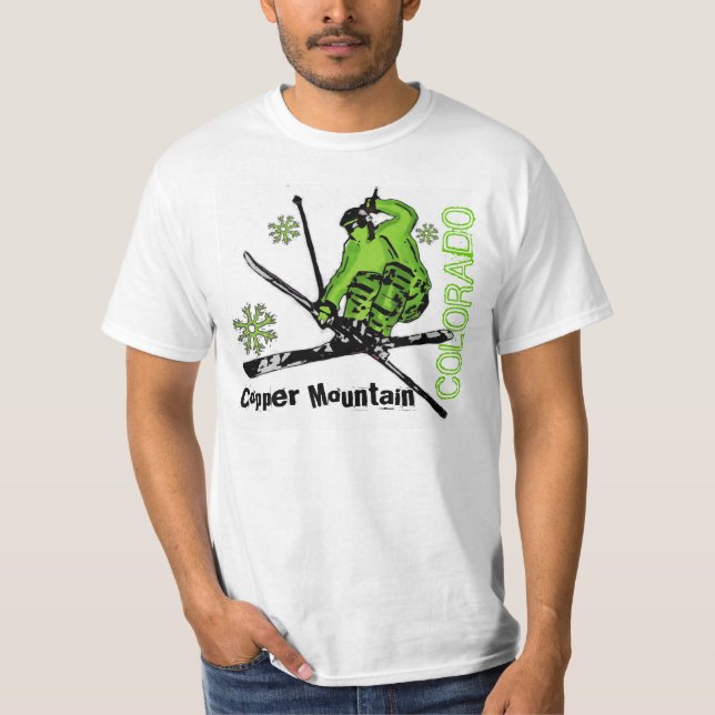 Copper Mountain Colorado green skier value tee (Front)