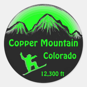Copper Mountain Colorado green snowboard stickers
