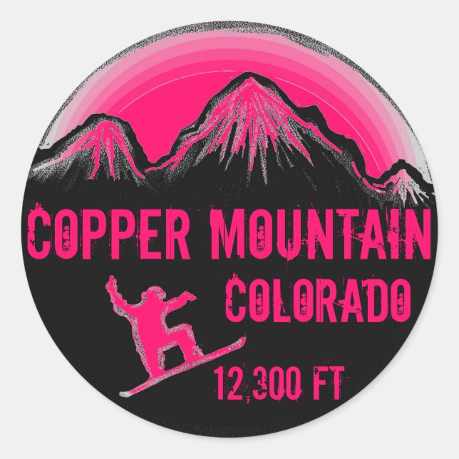 Copper Mountain Colorado pink snowboard stickers (Front)