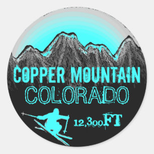 Copper Mountain Colorado teal ski art stickers