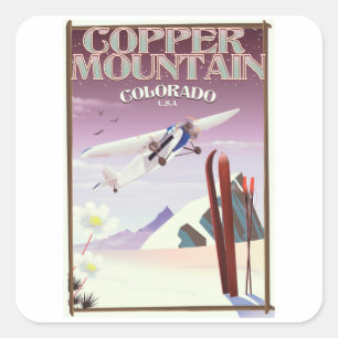 Copper Mountain colorado vintage poster Square Sticker