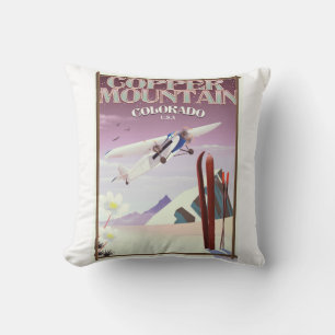 Copper Mountain colorado vintage poster Throw Pillow