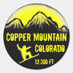 Copper Mountain Colorado yellow snowboard stickers