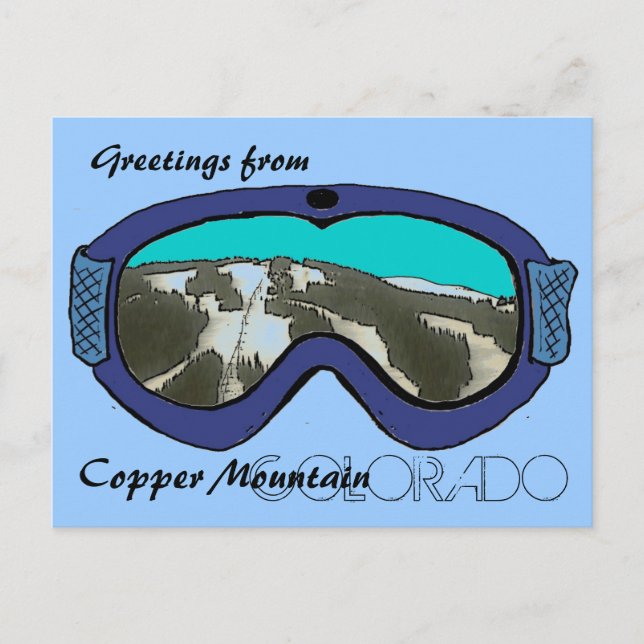 Copper Mtn Colorado snow goggle greeting postcard (Front)