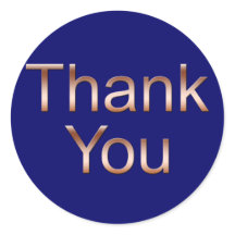 Copper on Dark Blue Thank You Stickers