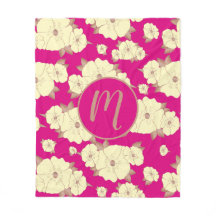 Copper Pastel Yellow Floral on Fuchsia background