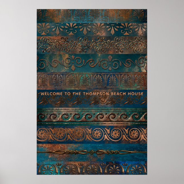 Copper Patina and Turquoise Grecian Metallic Poster (Front)