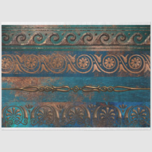 Copper Patina and Turquoise Grecian Metallic Tissue Paper