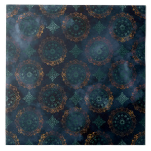 Copper Patina Damask Watercolor Pattern  Tile