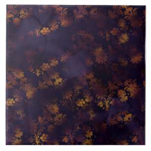 Copper Patina Damask Watercolor Pattern  Tile