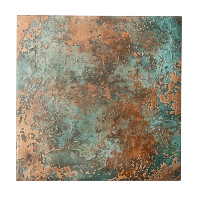 Copper Patina Metallic Rustic  Tile (Front)