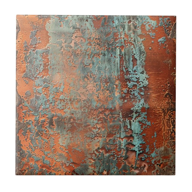 Copper Patina Metallic Rustic  Tile (Front)
