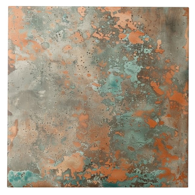 Copper Patina Metallic Rustic  Tile (Front)