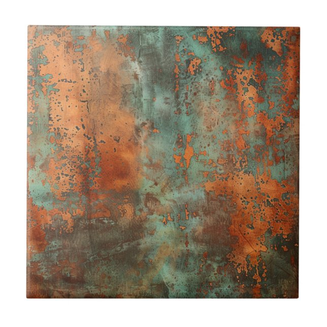 Copper Patina Metallic Rustic  Tile (Front)