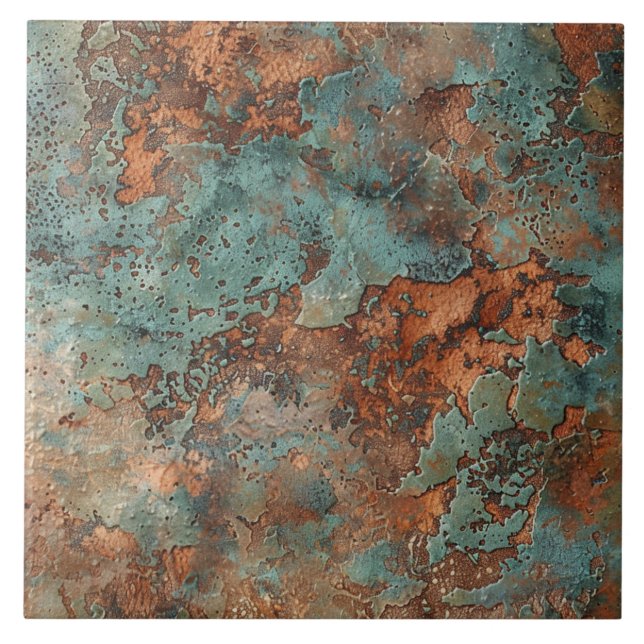 Copper Patina Metallic Rustic  Tile (Front)
