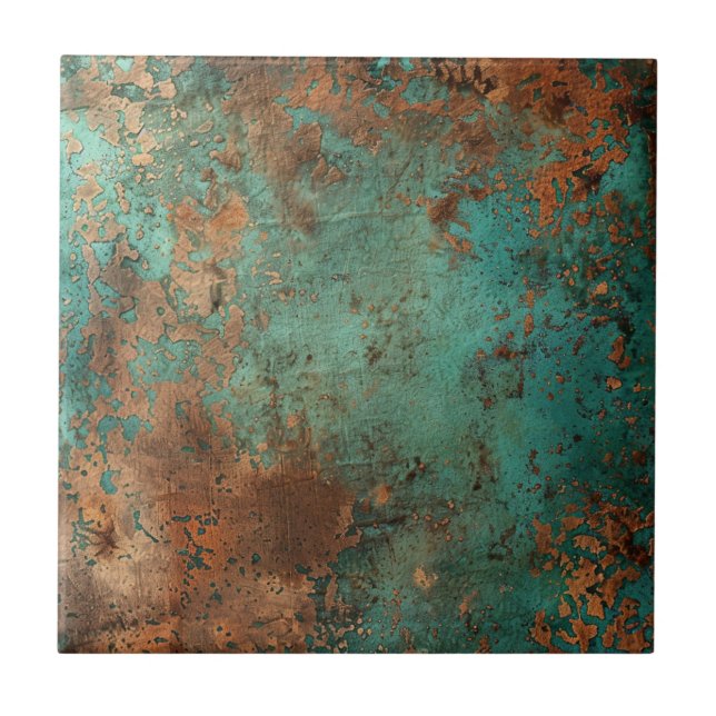 Copper Patina Metallic Rustic  Tile (Front)