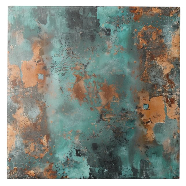 Copper Patina Metallic Rustic  Tile (Front)