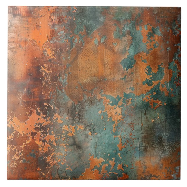 Copper Patina Metallic Rustic  Tile (Front)