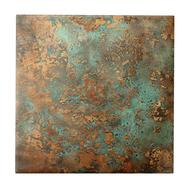 Copper Patina Metallic Rustic  Tile (Front)