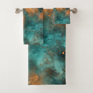 Copper Patina Rustic Metallic Bath Towel Set