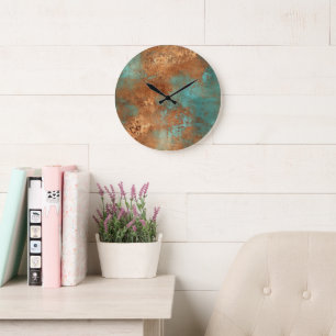 Copper Patina Rustic Metallic  Large Clock