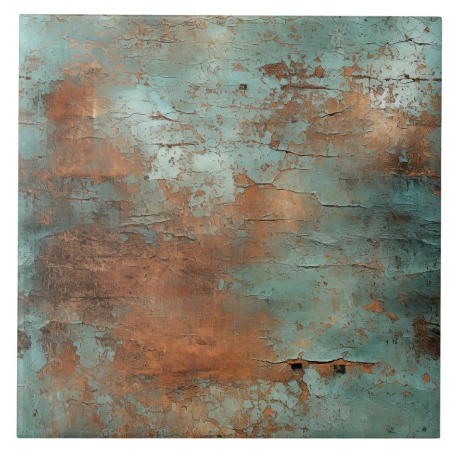Copper Patina Rustic Metallic  Tile (Front)