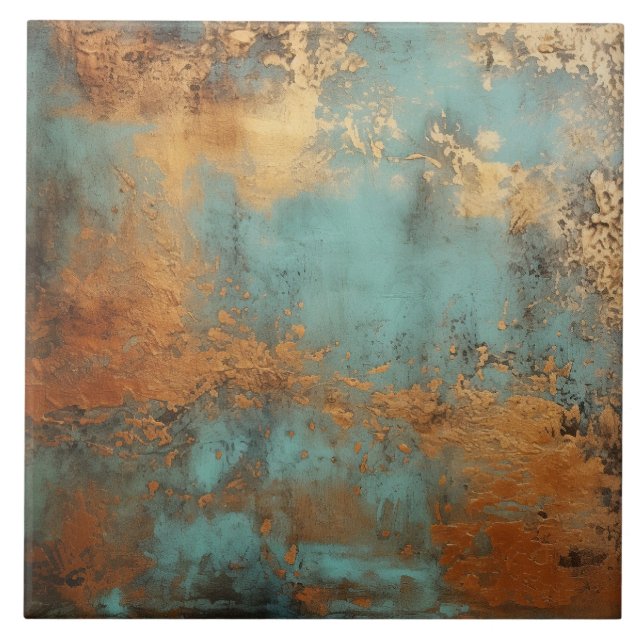 Copper Patina Rustic Metallic  Tile (Front)