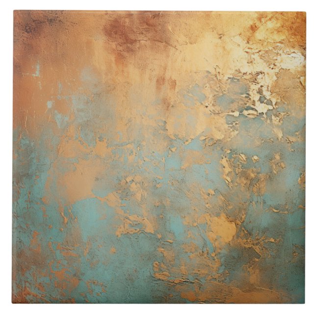 Copper Patina Rustic Metallic  Tile (Front)