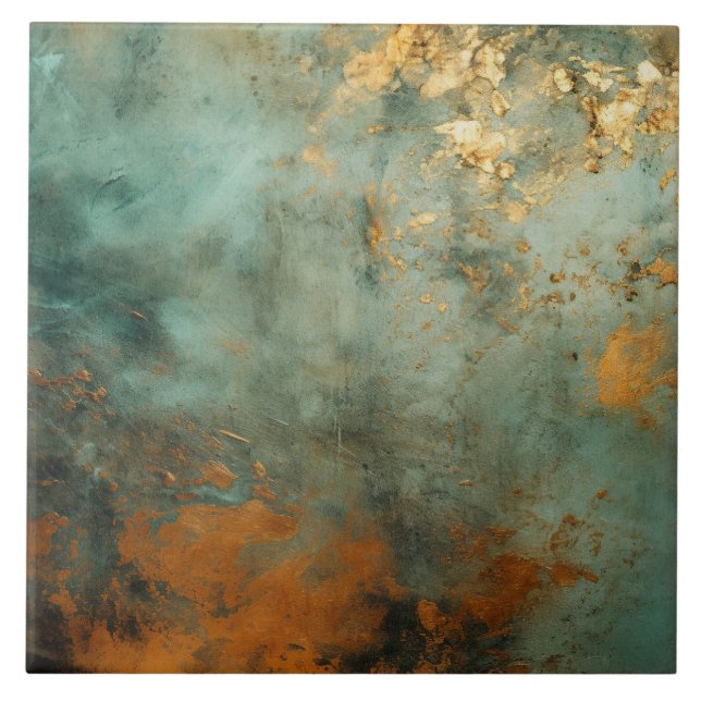 Copper Patina Rustic Metallic  Tile (Front)