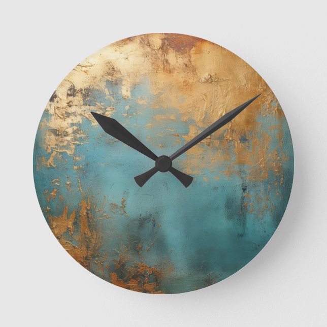 Copper Patina Rustic Round Clock (Front)