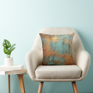 Copper Patina Rustic Throw Pillow