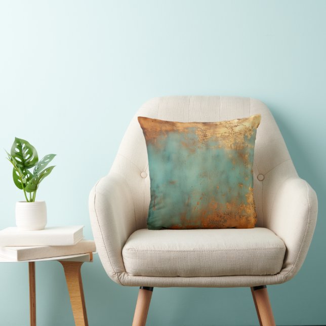 Copper Patina Rustic Throw Pillow (Chair)