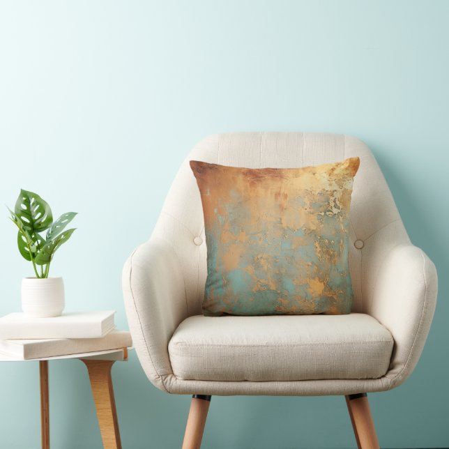 Copper Patina Rustic Throw Pillow (Chair)